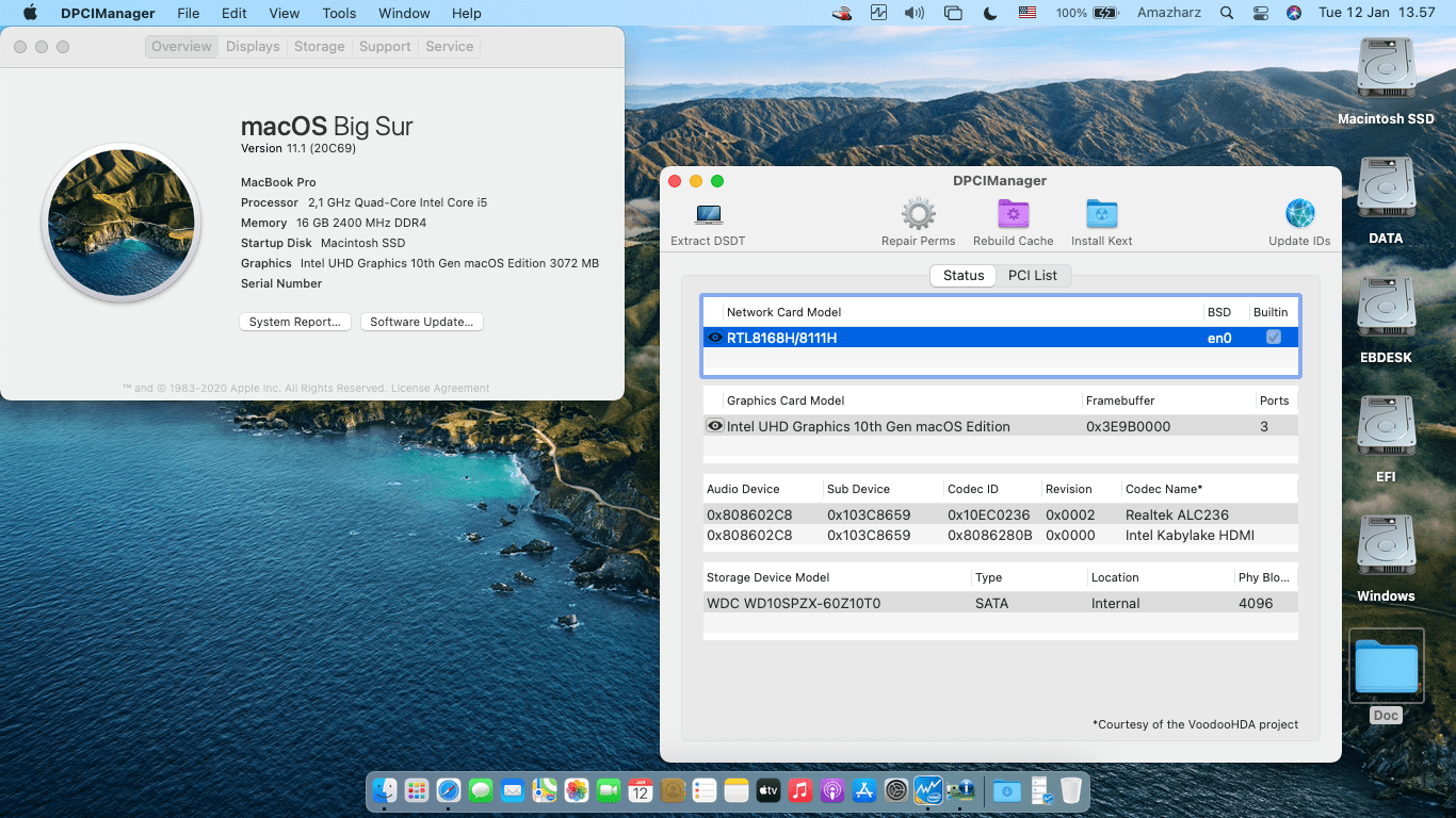 Success Hackintosh macOS Big Sur 11.1 Build 20C69 in HP Pavilion 14S-CF2004TX